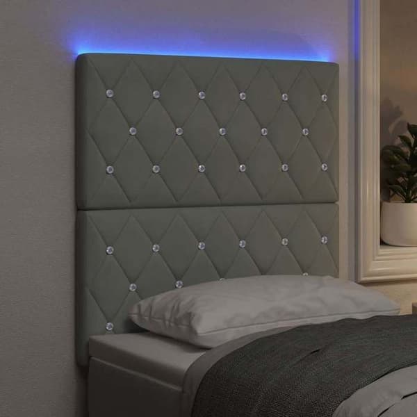 Maison Exclusive - LED-hovedgærde med LED-strips Lys grå 80 cm Velour