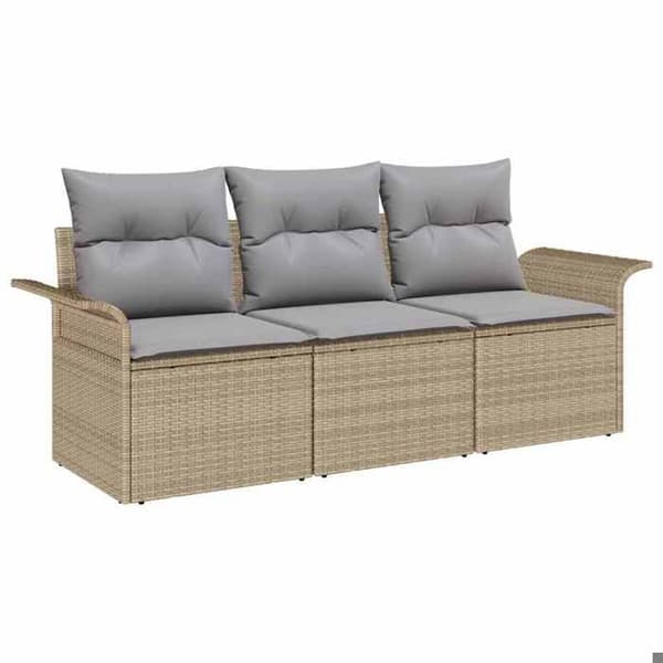 Maison Exclusive - 3 osan beige polyrottinkinen puutarhakalustesetti