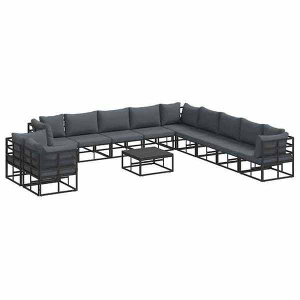 Maison Exclusive - Sæt af 12 pc have-sofaer Sort Aluminium Svart