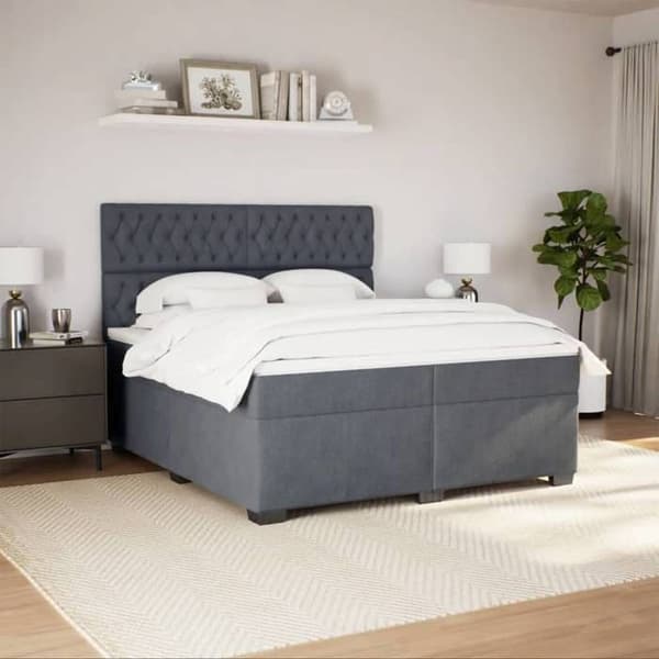 Maison Exclusive - Sänkylaatikko ja harmaa samettimatrassi 200x200cm