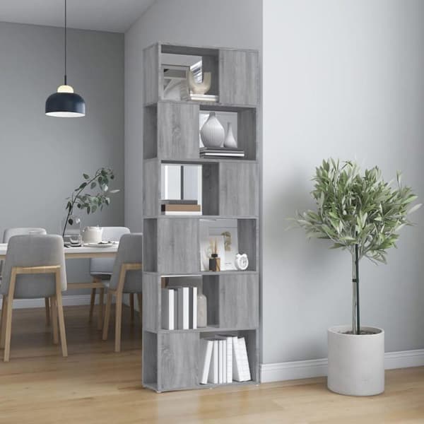Maison Exclusive - Bibliotek/Rumseparator Sonoma grå 60x24x186 cm