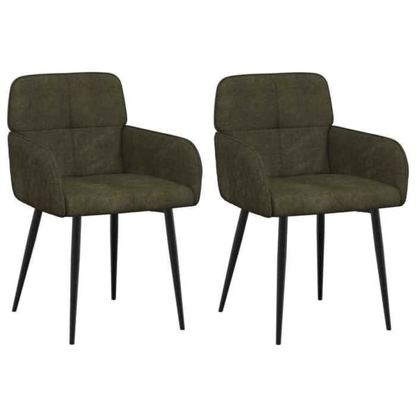 Maison Exclusive - Matstolar 2 st Syntetisk mocka Grön armé