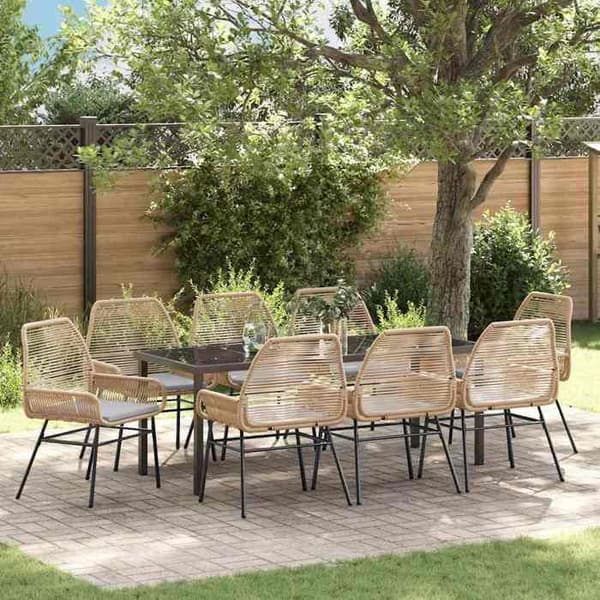Maison Exclusive - 9 pc spisebordssæt til haven i brun polyrotin brun