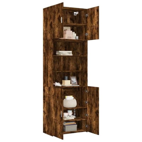 Maison Exclusive - Buffet høj røget eg 80x42,5x249 cm ingeniørtræ