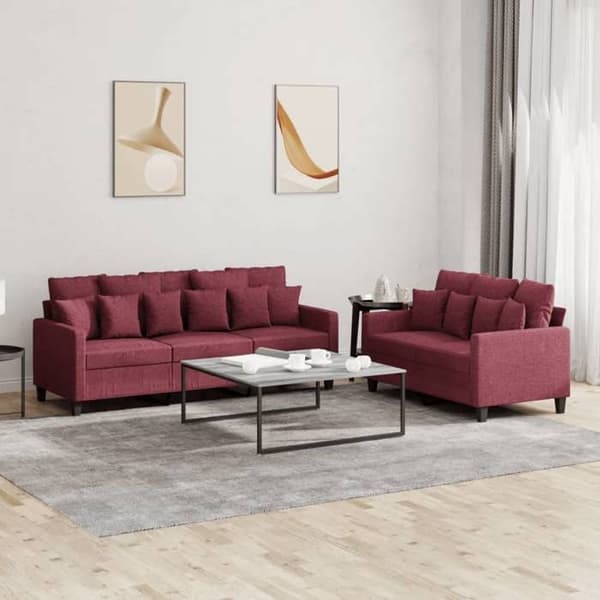 Maison Exclusive - Sæt af 2 sofaer med puder Rød bordeaux Stof