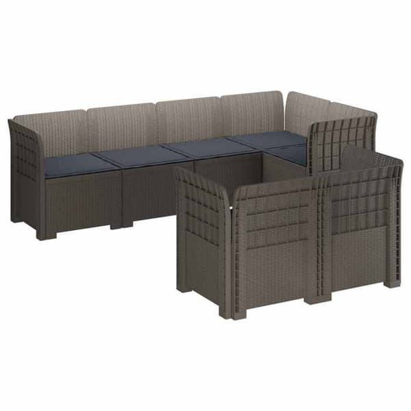 Maison Exclusive - Trädgårdsoffa 7 Platser med Kuddar Rattanlook PP