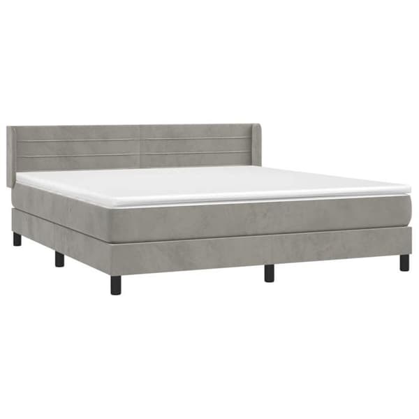 Maison Exclusive - Seng solid bund med socker og madras Grå 160x200cm Velour