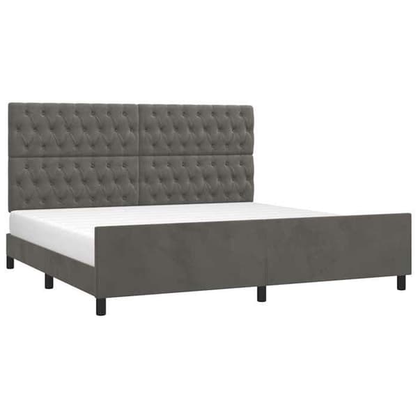 Sengestel - EKSKLUSIV HUS - 200x200 cm - Mørkegrå velour - Justerbar hovedgærde - Lamelseng mörkgrå