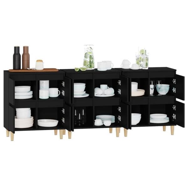 Maison Exclusive - 3 stk. buffet sort 60x35x70 cm ingeniørtræ