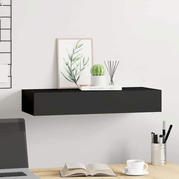 Maison Exclusive - Væghylde med skuffe Sort 60x23,5x10 cm MDF