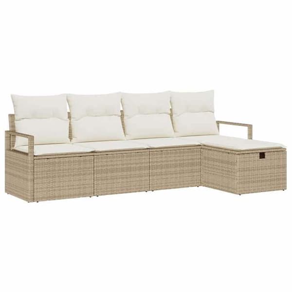 Maison Exclusive - 5 osan beige polyrottinkinen puutarhakalustesetti
