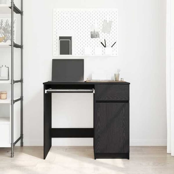 Maison Exclusive - Kontor i sort egetræ 86x49x76 cm ingeniørtræ svart ek