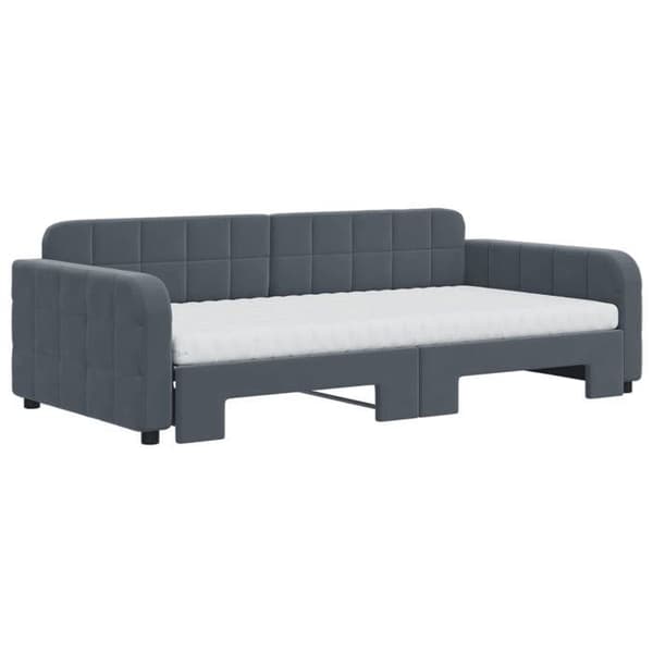 Maison Exclusive - Dagbädd och utdragssäng med mörkgrå madrass 100x200 cm sammet Mörkgrå