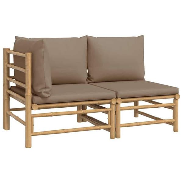 Maison Exclusive - Trädgårdsmöbler 2 delar med taupe kuddar i bambu Mol