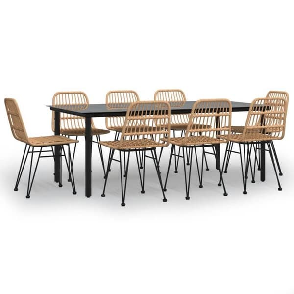 Maison Exclusive - Trädgårdsset 9 delar i flätad resin