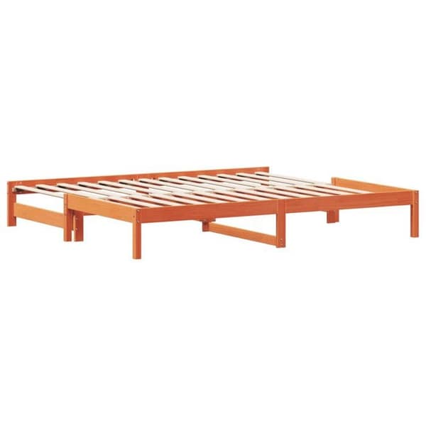 Maison Exclusive - Dagbädd och utdragssäng utan madrass, vaxad brun 90x190 cm