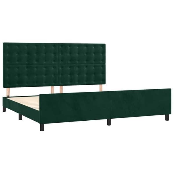 Sengestel - EKSKLUSIV HUS - 200x200 cm - Blødt velour - Justerbar hovedgærde - Lamelseng Mörkgrön
