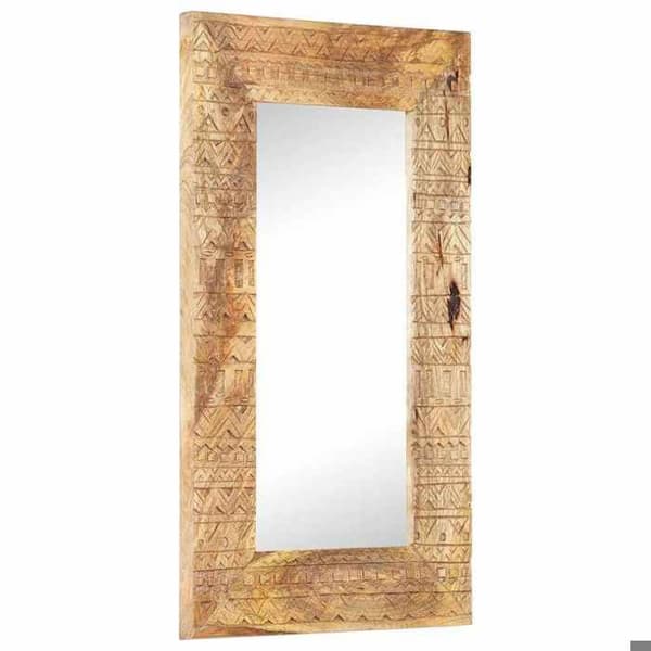 Maison Exclusive - Håndskåret spejl 80x50x2,5 cm i solid mangotræ