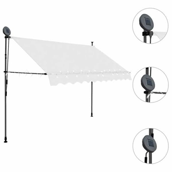 Utrækkelig markise - Eksklusivt hus - 300 cm - Creme - Manuel, solcelle LED Grädde