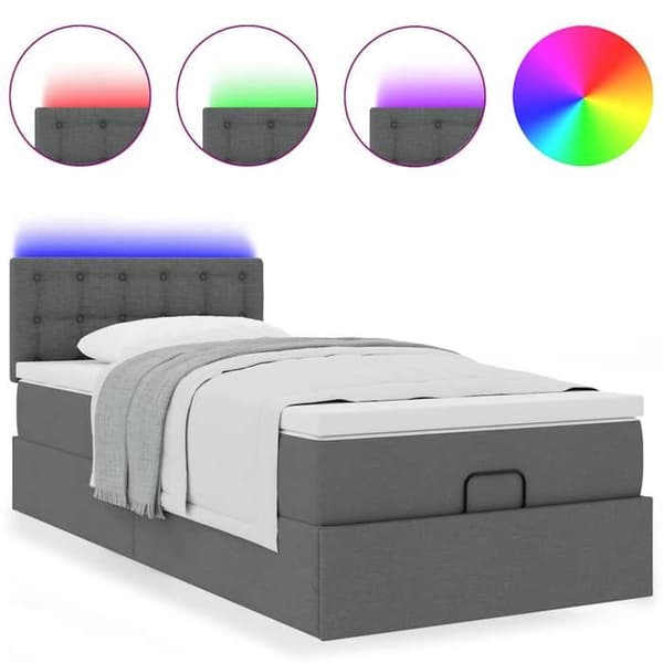 Bäddsoffa - Maison Exclusive - 90x200 cm - Mörkgrått tyg - Anpassningsbara LED mörkgrå, vit