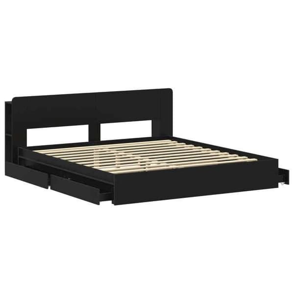 Maison Exclusive - Sängram med förvaring Svart 200 x 200 cm Ingenjörsträ