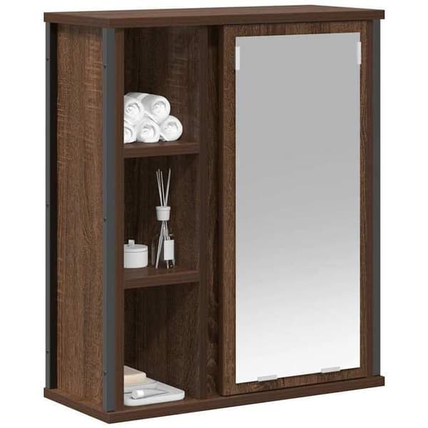 Maison Exclusive - Vægmonteret badeværelsesskab spejl egetræ brun 50x21x60 cm