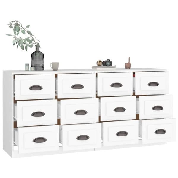 Maison Exclusive - Buffeter 2 stk hvidt ingeniørtræ