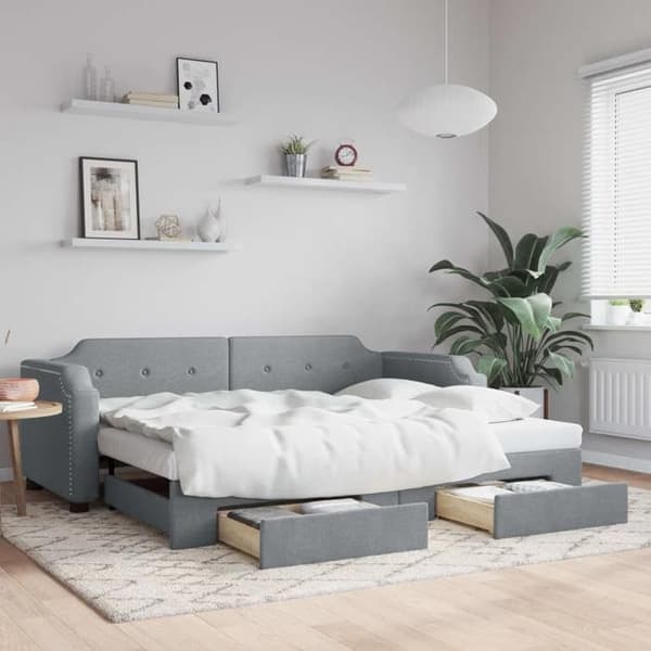 Päivävuode - EXCLUSIVE KOTI - 80x200 cm - Alivuode - 2 laatikkoa - Harmaa kangas