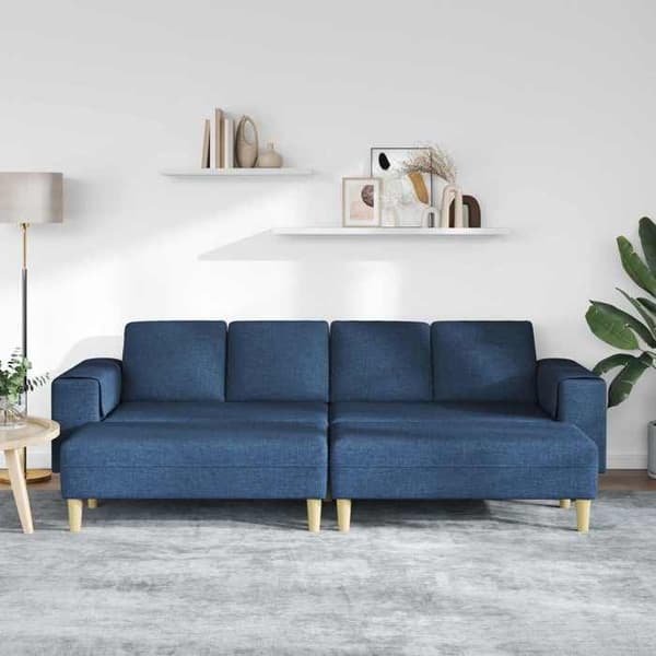 Soffa - EXKLUSIVT HUS - 3 delar - Blå - Polyesteröverdrag - Träben Blå