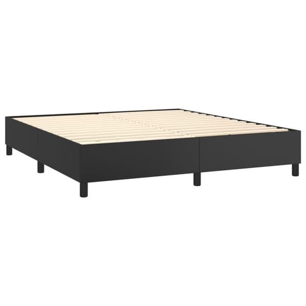 Maison Exclusive - Sengebund med sorte lameller 180x200 cm i kunstlæder