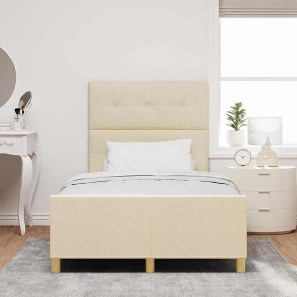 Maison Exclusive - Sengestel med hovedgærde Creme 120 x 190 cm stof