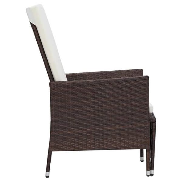 Maison Exclusive - Fällbar trädgårdsstol med kuddar, flätad resin, brun