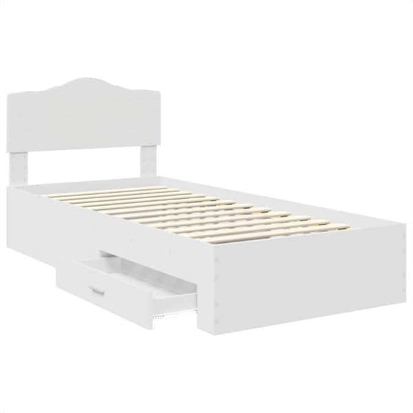Maison Exclusive - Sängram med låda Vit 90 x 190 cm Ingenjörsträ