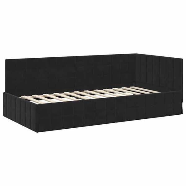 Maison Exclusive - Musta kulmasänky 90 x 190 cm Sametti Svart