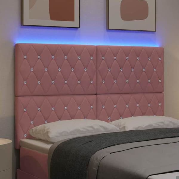 Maison Exclusive - LED-hovedgærde med rosa LED-strips 144 cm fløjl