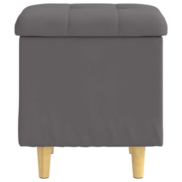 Förvaringspuff - EXKLUSIV HEM - 40x40x45 cm - Grå konstläder - Knapptad - Träben Grå