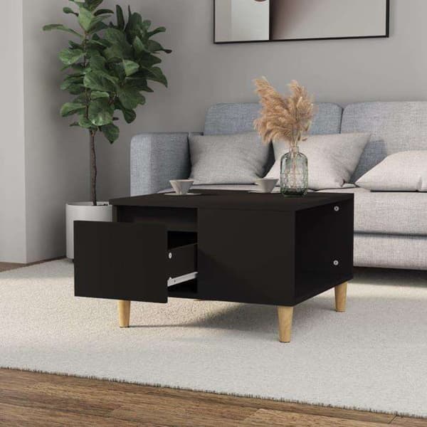 Maison Exclusive - Sort sofabord 55x55x36,5 cm i ingeniørtræ Svart