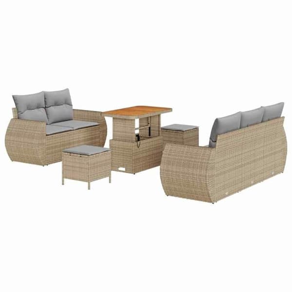 Trädgårdsmöbler - EXKLUSIVT HUS - Modulärt soffset 8 delar - Poly rattan - Beige - 5 platser
