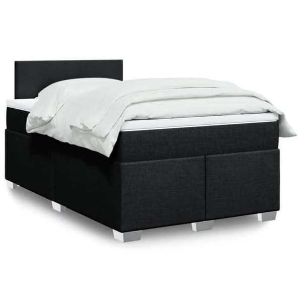 Maison Exclusive - Seng med lameller og madras Sort 120x200 cm Stof