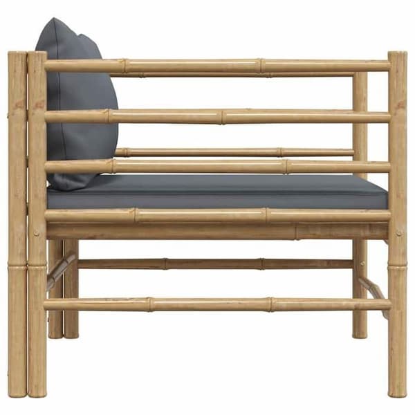 Maison Exclusive - Trädgårdsoffa med mörkgrå kuddar i bambu mörkgrå (kuddar)