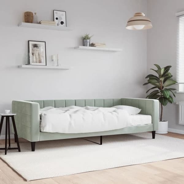 Maison Exclusive - Dagbädd med ljusgrå madrass 90x200 cm sammet Ljusgrått