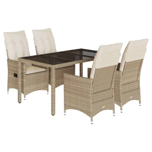 Maison Exclusive - Puutarhakalusteryhmä tyynyillä 5 kpl Beige polyrottinki