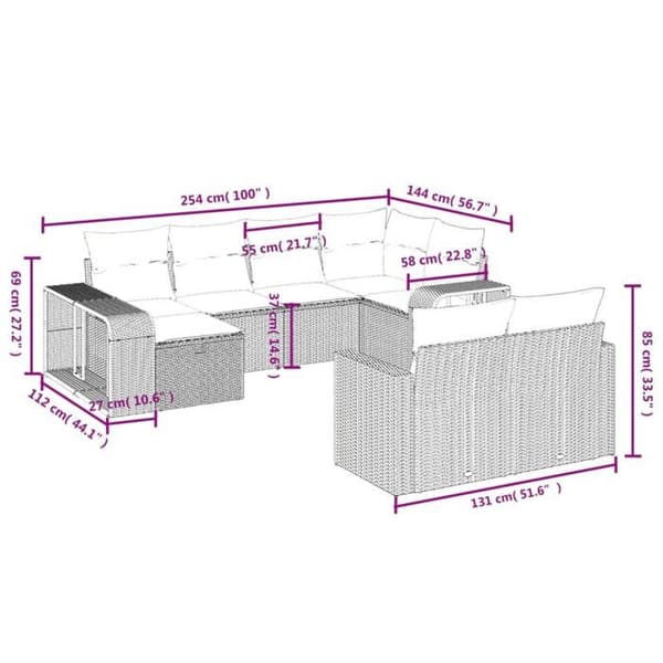 Maison Exclusive - Trädgårdsmöbler med kuddar 10 delar ljusgrå flätad resin