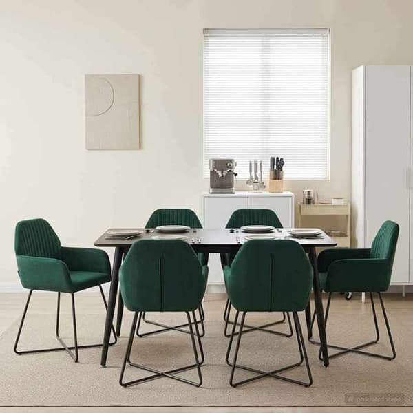 Maison Exclusive - Matstolar 6 st Mörkgrön Sammet Mörkgrön