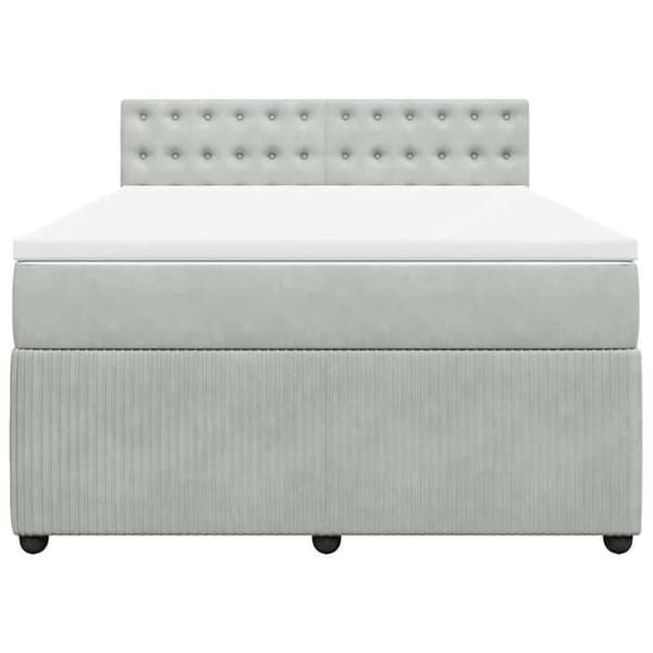 Maison Exclusive - Seng solid bund med socker og madras Grå 160x200cm Velour