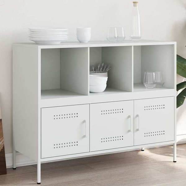 Maison Exclusive - Hvidt buffet 100,5x39x79 cm stål