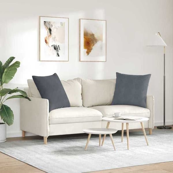 Soffkuddar - EXKLUSIV HEM - 80 x 80 cm - Premium ribbad sammet - Mörkgrå - Set om 2 st Mörkgrå
