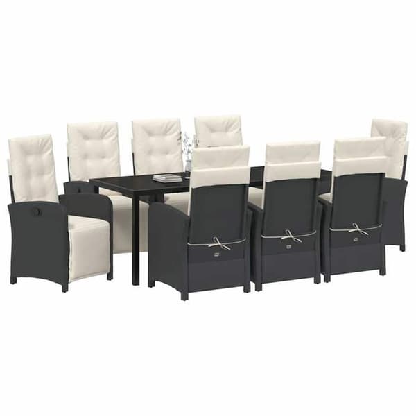 Maison Exclusive - 9 pc have spisebordssæt i sort polyrotin Svart