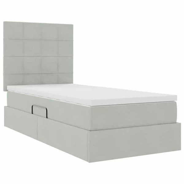 Sengestel med madras - EKSKLUSIV HUS - LED opbevaringsseng - Lys grå 90x190 cm - Opbevaring under sengen - LED USB Ljusgrått