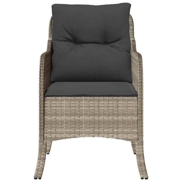 Maison Exclusive - Trädgårdsstolar med kuddar, set om 2, ljusgrå, flätad resin